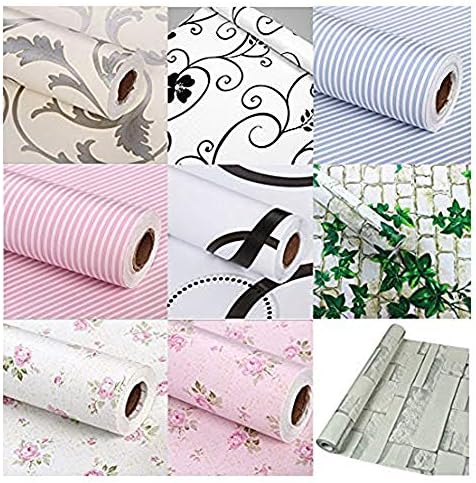ZAIQUN 45cmx2m PVC Peel & Stick Rose Flower Pattern Wall Stickers Contact Paper Self-adhesive Removable Wallpaper