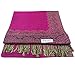 PASKMLNA Women's Double Layered Border Pattern Reversible Pashmina Shawl Scarf Wrap Stole (003-26 Hot Pink)