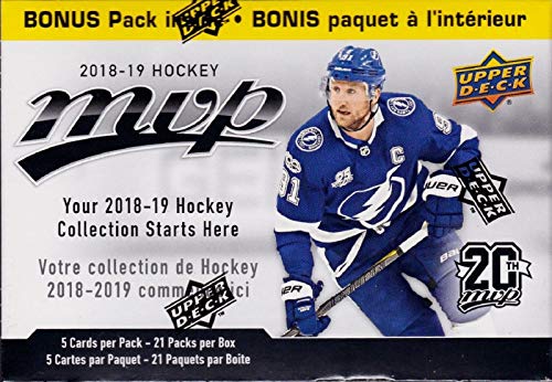 2018 2019 Upper Deck MVP NHL Hockey Series Unopened Blaster Box of 21 Packs with Chance for Rookies Plus #1 Draft Picks Cards and Blaster Exclusive Gold Scripts