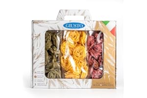 Giusto Sapore Pasta Gift Set - Imported From Italy - Perfect for The Foodie In Your Life - Taste Of Italy Basil Tagliatelle, Tagliatelle & Barolo Tagliatelle