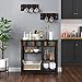 VASAGLE Microwave Cart with Drawer, Kitchen Baker’s Rack with Colorful Storage Shelf, Microwave Oven Stand, Solid Wood Legs, Rustic Style, Country Brown for Living Room Kitchen UKKC03GL