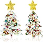GOCVSIFBUS Christmas Earrings for Women Holiday Earrings Jingle Bell Bow Tree Snowflake Stars Earrings Drop Dangle Earring Party Jewelry Festival Decoration(red)