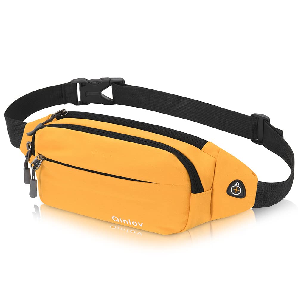 Waterproof Bumbags Waist Fanny Pack Ladies Fashion Bum Bag with Adjustable Belt for Sport Running Hiking Jogging Travel Dog wolking Girls Women Men (Yellow)