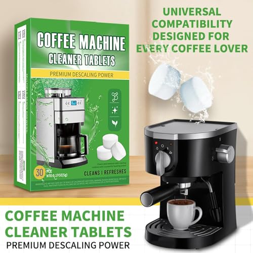 Uniiking® Coffee Machine Cleaner Descaler Tablets - 30 Count, Compatible with Breville, Gaggia, Delonghi, Jura, Philips, Nespresso - Universal Descaler for Espresso Machines