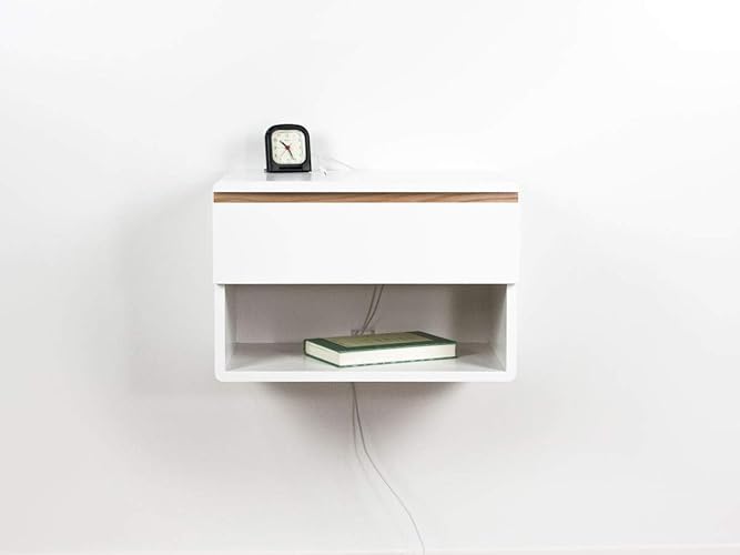 Amazon Com Blanca White Floating Nightstand Drawer With Open