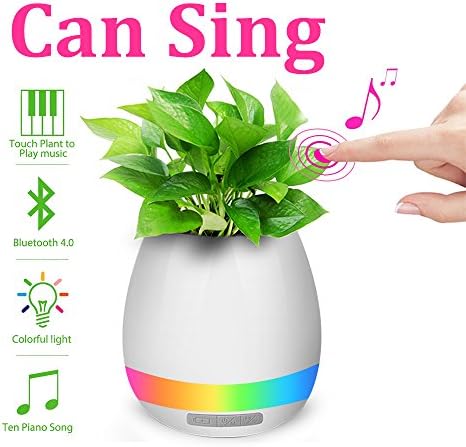 Smart Music Flower Pot Bluetooth Wireless Speakers Touch Plant Pot Piano-Playing Multi-color LED Night Light for Office Home Decor (No Plant)(Pink)