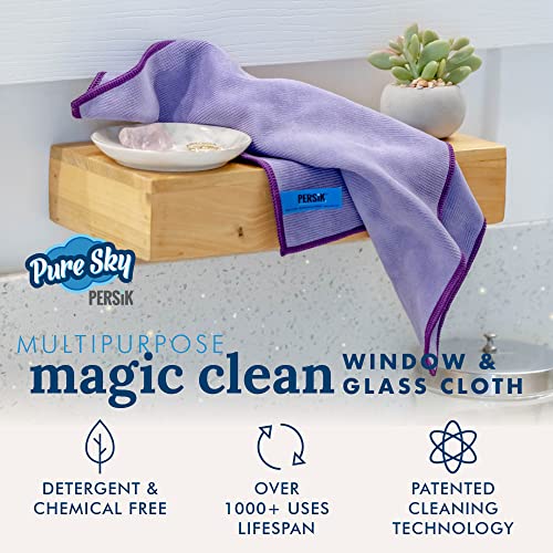 Pure-Sky Cleaning Cloth - JUST ADD Water No Detergents Needed – Streak Free Magic Ultra Microfiber Polishing Towel - for Windows, Glass, Mirror and Screen - Leaves no Wiping Marks