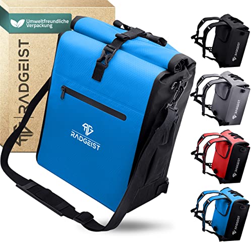 RADGEIST 3in1 Fahrradtasche für Gepäckträger - Fahrrad Rucksack - Gepäckträgertasche - Umhängetasche - mit Laptopfach - wasserdicht- 25L - blau