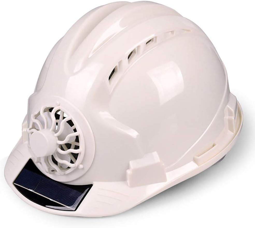 yodaliy Summer Solar Cooling Hard Hat - Adjustable Helmet with Solar Fan Personal Protective Equipment for Construction, Home Improvement and DIY Projects/PP(White)