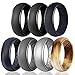 Egnaro Inner Arc Ergonomic Breathable Design, Silicone Rings Mens with Half Sizes, 1/4/5/6/7 Rubber Wedding Bands, 10mm Wide-2.5mm Thick