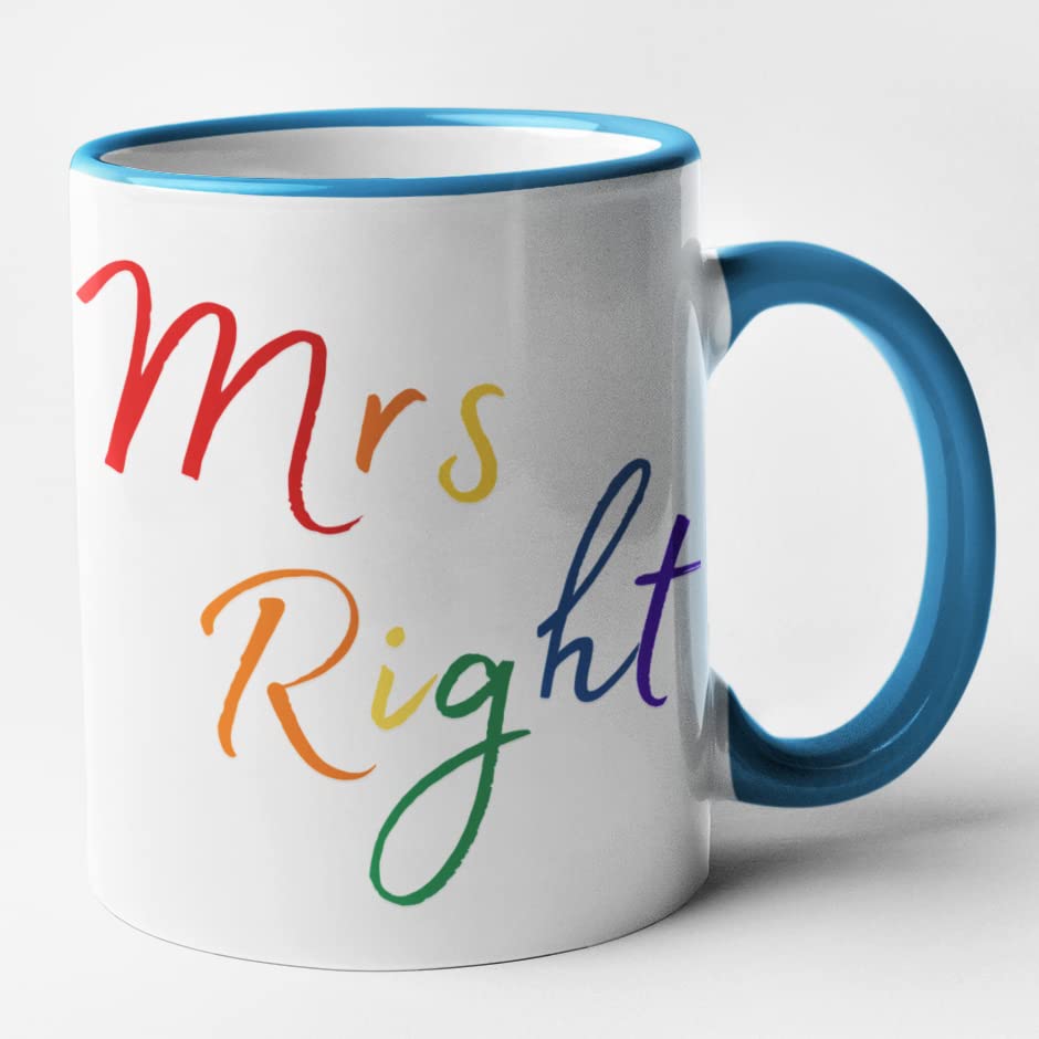 Lesbian Couple Set of 2 Mugs - Mrs Right & Mrs Always Right (Blue)
