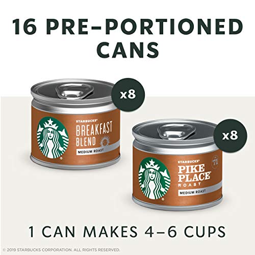 Starbucks Fresh Brew Ground Coffee Cans Variety Pack Breakfast Blend