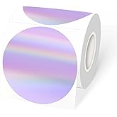 YEGAWEN 3" Holographic Direct Thermal Label Stickers, Round Printable Rainbow Glitter Thermal Printer Sticker Labels for Gift Wrapping, Self-Adhesive DIY Custom Logo Design- Holographic Purple