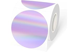 YEGAWEN 3" Holographic Direct Thermal Label Stickers, Round Printable Rainbow Glitter Thermal Printer Sticker Labels for Gift Wrapping, Self-Adhesive DIY Custom Logo Design- Holographic Purple