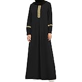 WSPLYSPJY Womens Muslim Abaya Dress Zipper Islamic Robe Pockets Maxi Prayer Clothes with Hijabs
