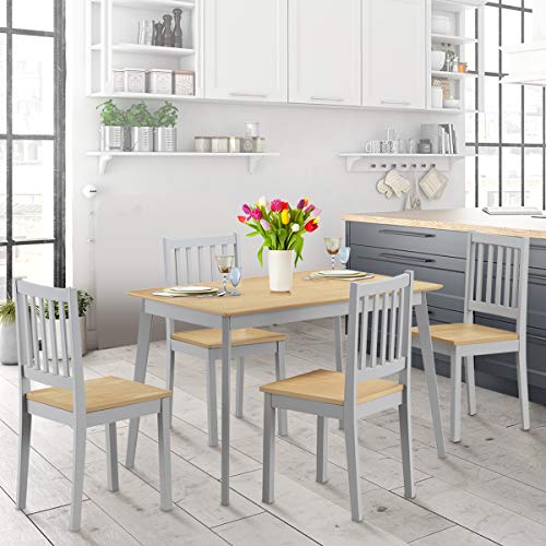 Giantex 5 Piece Dining Table Set with 4 Chairs, Wood Kitchen Table Set