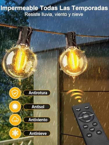 Guirnalda Luces Exterior 30M, Control App Guirnaldas de Luces Exterior