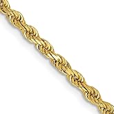 Diamond2Deal 14k Gold 2.5mm Semi-solid Diamond Cut Rope Chain Necklace