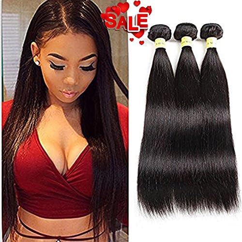 YePei Brazilian Straight Virgin Hair 3 Bundles Grade 8A Nature Color 100% Unprocessed Remy Human Hair Weave Weft (14 16 18)
