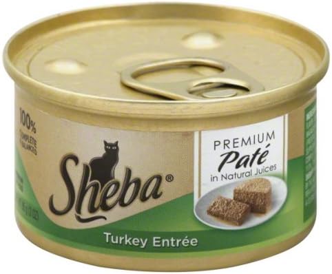 Sheba Premium Pate Turkey Entree, Premium Cat Food, in Natural Juices 3 Oz (Pack of 12)