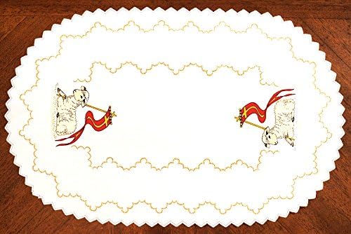 Polish Traditional Easter Paschal Lamb Table Doily, Oval