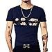 LOGEEYAR Mens Short Sleeve Tshirts Slim fit Fashion Cotton Crewneck Tee Novelty Graphic Printed Shirt A-Blue