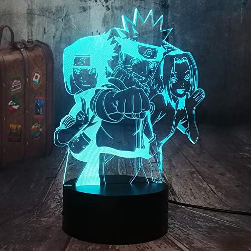 Rulaifozhu Anime fire small shadow fire small shadow group optical illusion night light table lamp color wave child gift 7 colors, LED, 3D visual night light