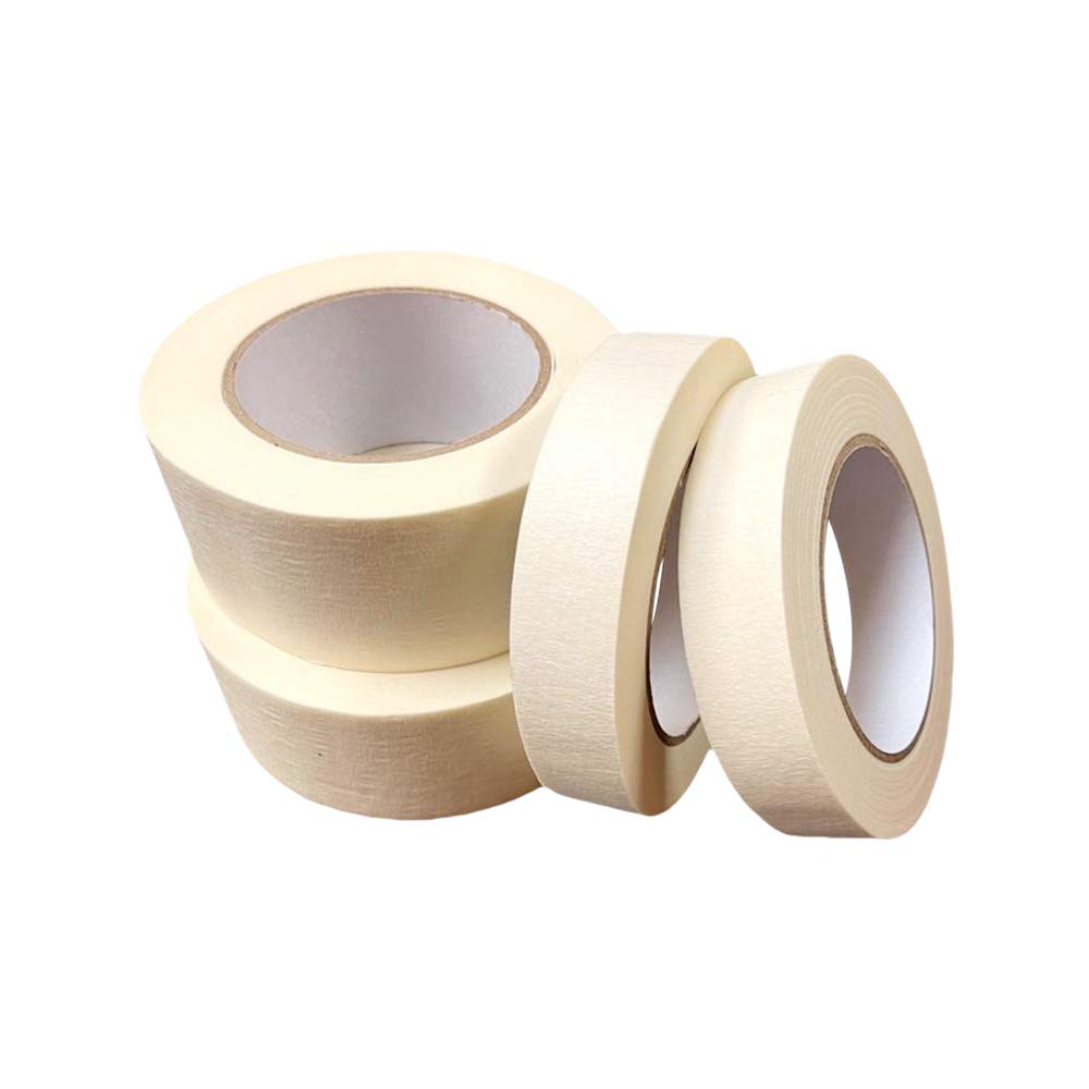 Sabco Masking Tape For Painting And Decorating - Pack of 4 Rolls In 2 Sizes - Low Tack Sticky Tape For Diy Painters Tape 24mm X 50m & 48mm X 50m Crafts, Body Spraying, School, Artists