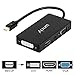 Alxum 4-in-1 Mini DisplayPort (Compatible Thunderbolt) to HDMI/DVI/VGA Adapter Cable with Audio Output Converter [DP 1.2 Version] for Apple MacBook Air Pro, Microsoft Surface Pro, Surface Book, Black