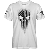 Fantastic Tees USA American Skull Patriotic Shirts for Men T-Shirt (White, 3XL)