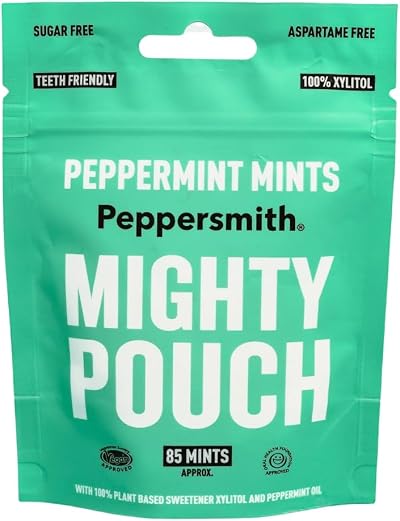 Peppersmith British Peppermint Mints 100% Plant Based Xylitol 50g Mighty Box