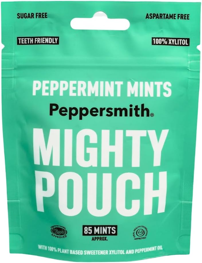 Peppersmith British Peppermint Mints 100% Plant Based Xylitol 50g Mighty Box
