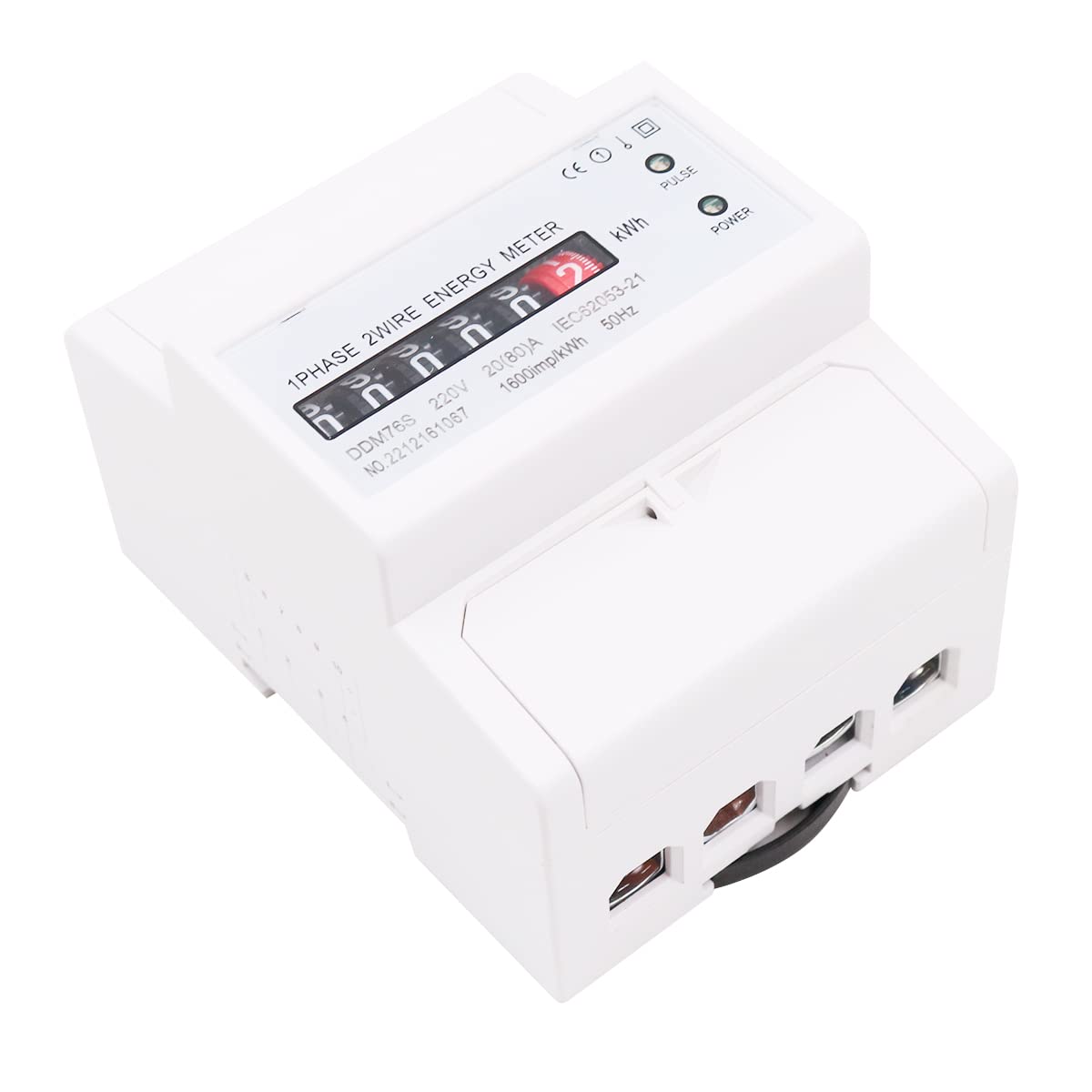 VOANZO Single Phase KWH Meter DIN-Rail Electricity Meter 20-80A AC220V -2 Wire 4P for Home Electricity Consumption Monitoring