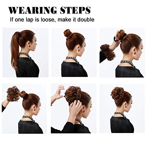 MORICA Messy Bun Hair Scrunchies 2PCS Messy Bun Hair Piece for Women Curly Wavy Scrunchy Updo Bun Extensions(Color:2/99J#) - Thumbnail 7