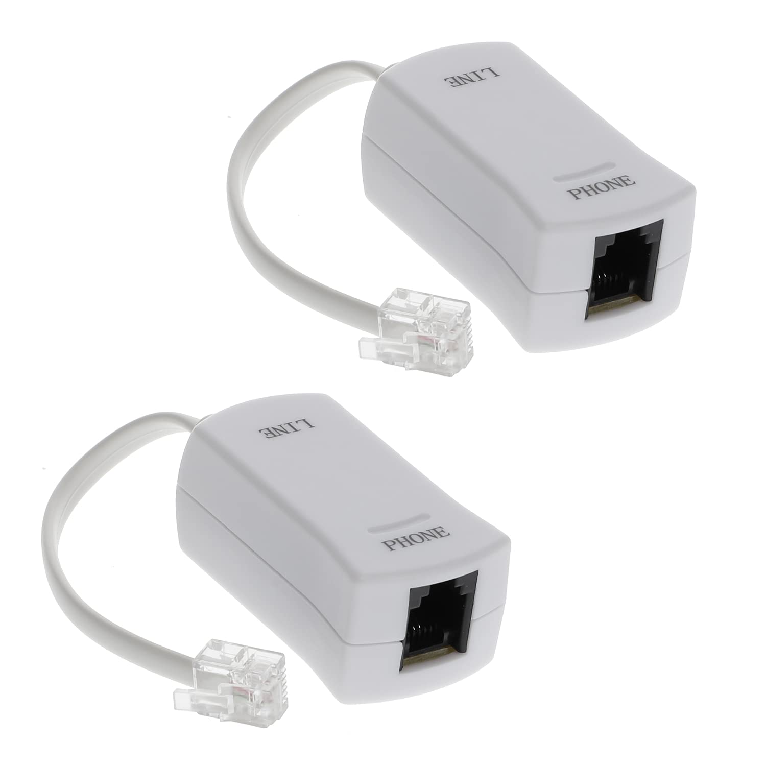 Photo 1 of ** 1 PACK **InstallerParts DSL Modem Phone Filter - for Interference Elimination and Static Noise Blocker | for Answering Machine, Fax Machine, Telephones Landline Cordless | 2 Pack, White DSL Phone Filter
