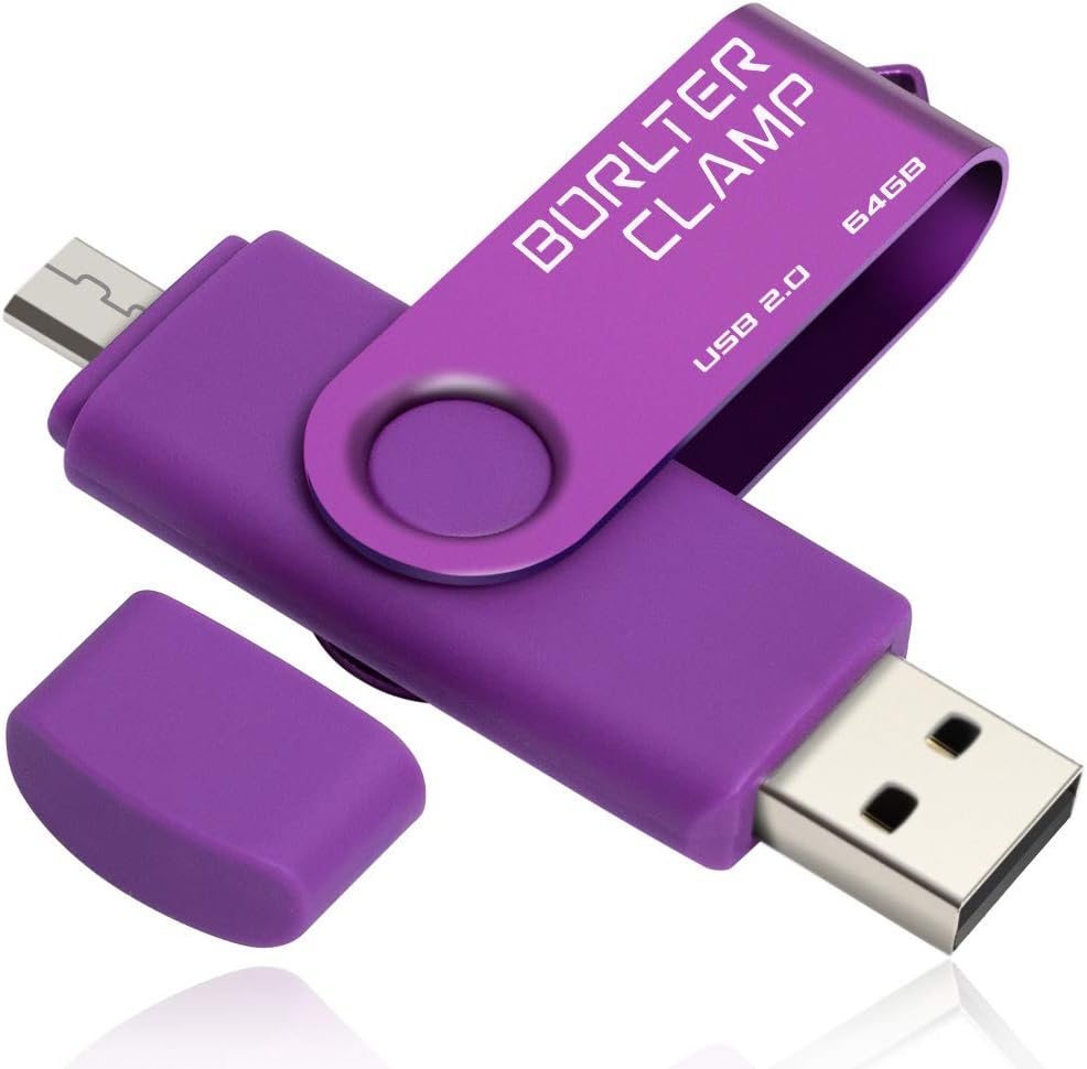 BORLTER CLAMP 64GB OTG USB Flash Drive Dual Micro USB Android Computer Purple