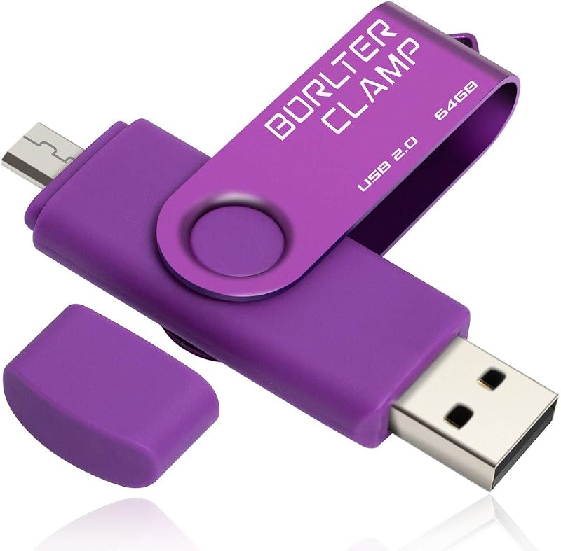 BORLTER CLAMP 64GB OTG USB Flash Drive Dual Micro USB Android Computer Purple