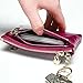 Itslife Triple Zipper Leather Mini Coin Purse Card Holder with Key Chain(Fuchsia)