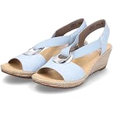 Rieker 624H6 Fanni Women's Wedge Sandals - Lightweight, Comfortable and Supportive - Slip On Sandals with Cushioned Insole and High Wedge for Everyday Stylish Wear