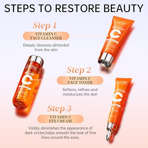 6-Piece Hydrating Skincare Set with Vitamin C & Niacinamide,Tk Face Care Kit Includes Toner, Serum,Cleanser,Moisturizer, Eye Cream & Body Lotion | Unique Gift for Women