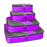 G4Free Packing Cubes 4pcs Value Set for Travel,Helpful Packing Bags(Purple)