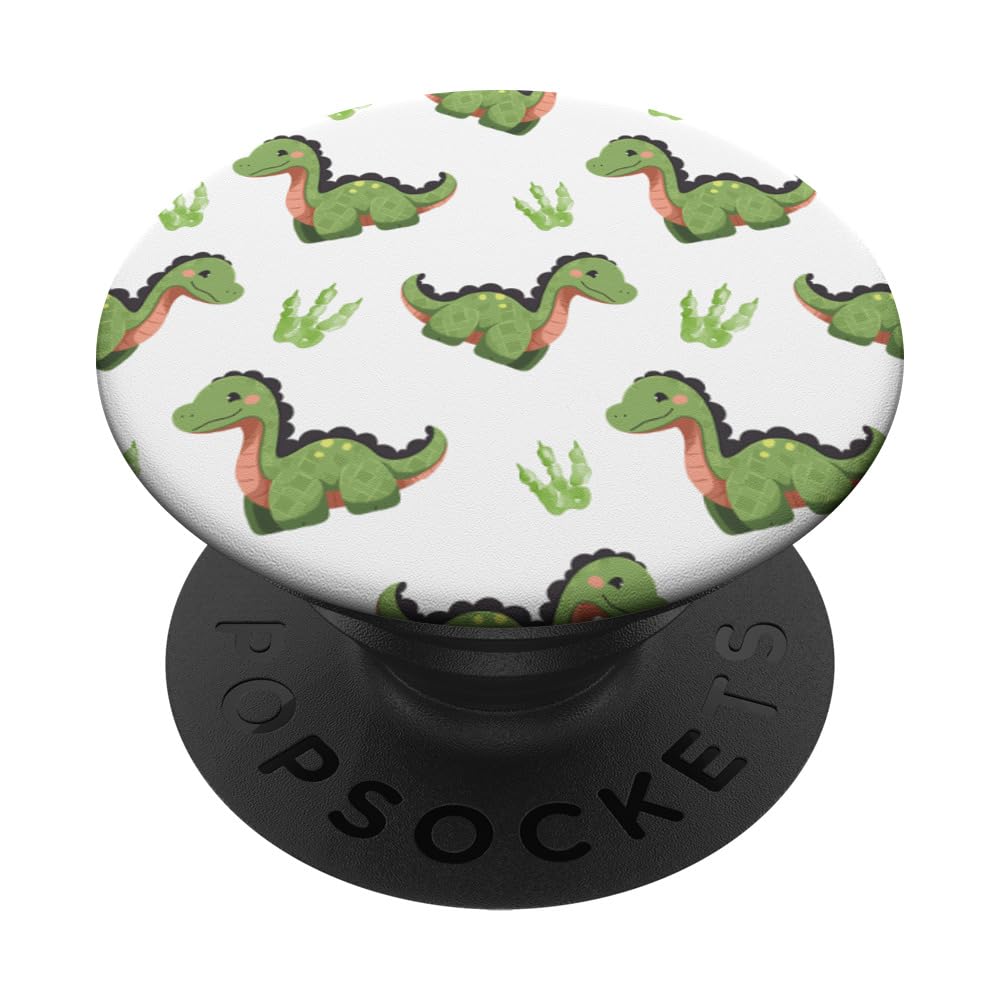 Cute Branchiosaurus Dinosaur Footmark Pattern Dino Lovers PopSockets Swappable PopGrip