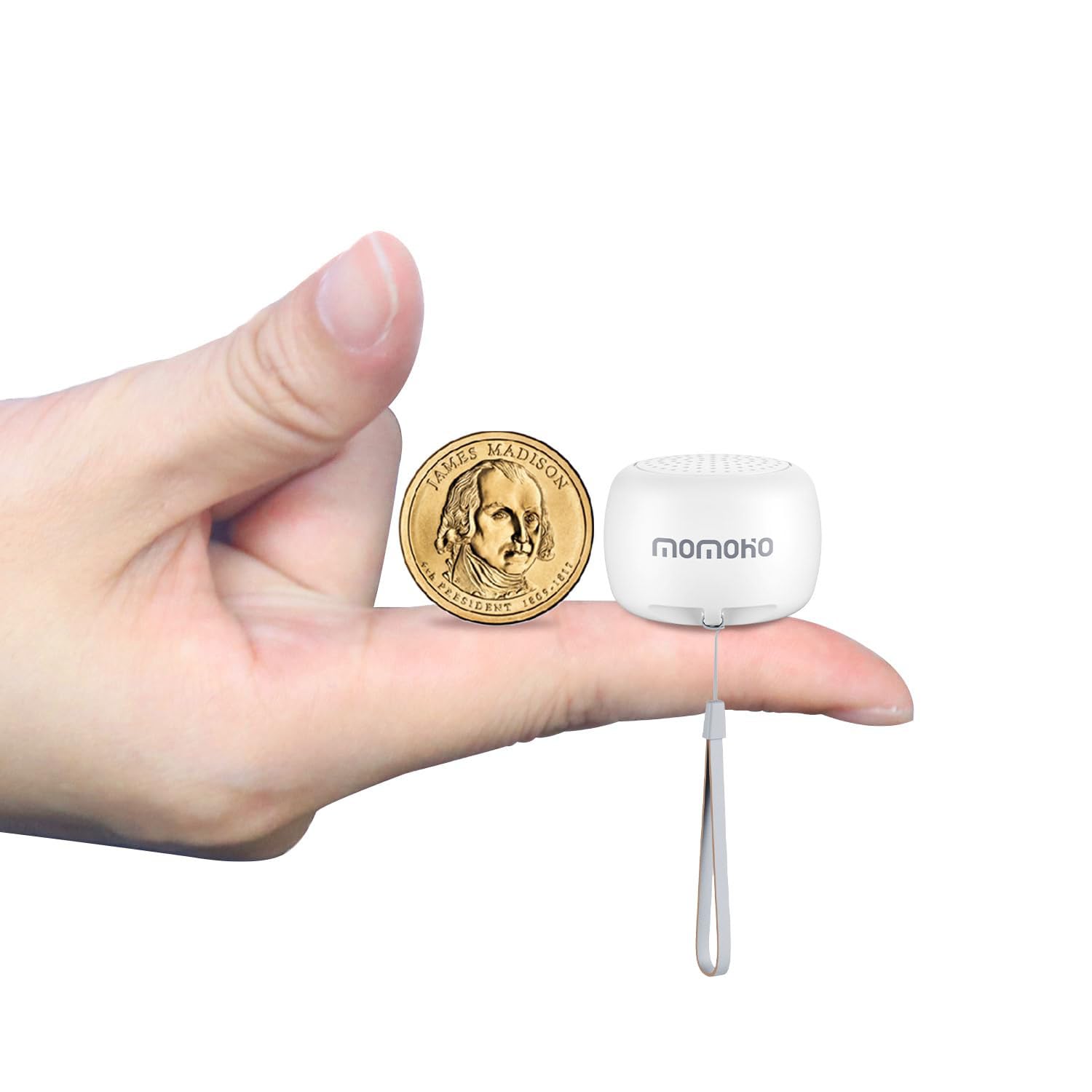 Momoho Mini Bluetooth Speaker with Camera Remote Control For Smartphones, TWS Pairing Stereo Bluetooth Speaker, Portable Bluetooth Speaker Wireless(Mini Round,White)