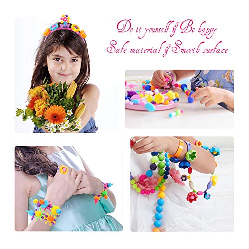 Tomons Pop Snap Beads Set - 530Pcs+ Creative DIY Toy Pop Beads Jewelry Making Kit for Rings, Bracelets, Necklaces Arts and Crafts Educational Beads for Girls, Toddlers, Kid