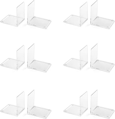 Osco Acrylic Bookends with Clear Rubber Pads Non Slip 6 Pair H10.2 x W8 x D10 cm