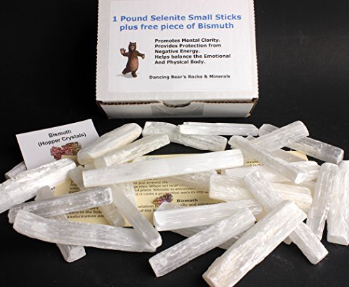 Dancing Bear's Brand - 1 Pound Selenite Small Sticks- Wands plus free piece of Bismuth. BEST DEAL ON AMAZON Wholesale, Bulk, Reiki, Chakra Healing - Thumbnail 4