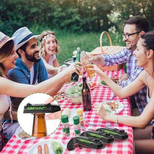 3PCS Bottle Opener, Funny Beer Opener, Beer Opener Bottles Cap Gun with Gun for Home Parties, Outdoor Barbecue, Creative Game, Fun Gift (Black)