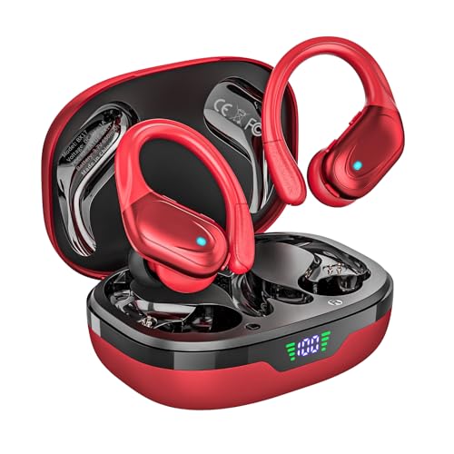 HAOYUYAN Wireless Earbuds IPX7 Waterproof Red