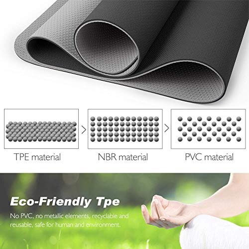 TOPLUS Yoga Mat - Classic Upgraded Yoga Mat Eco Friendly Non-Slip Exercise & Fitness Mat with Carrying Strap, Workout Mat for All Type of Yoga, Pilates and Floor Exercises