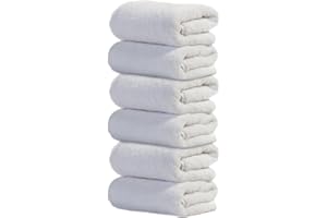 OHM Ôhm - Terry Cloth Towel Set - 6 Extra Fluffy & Soft Hand Towels - 16x28 Inch - for Home, Hotel & Spa Turkish Cotton & Oeko-TEX Certified - White